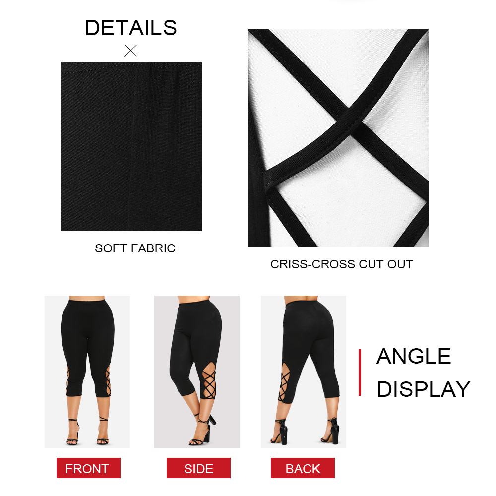 Plus Size Criss Cross Cut Out Leggings