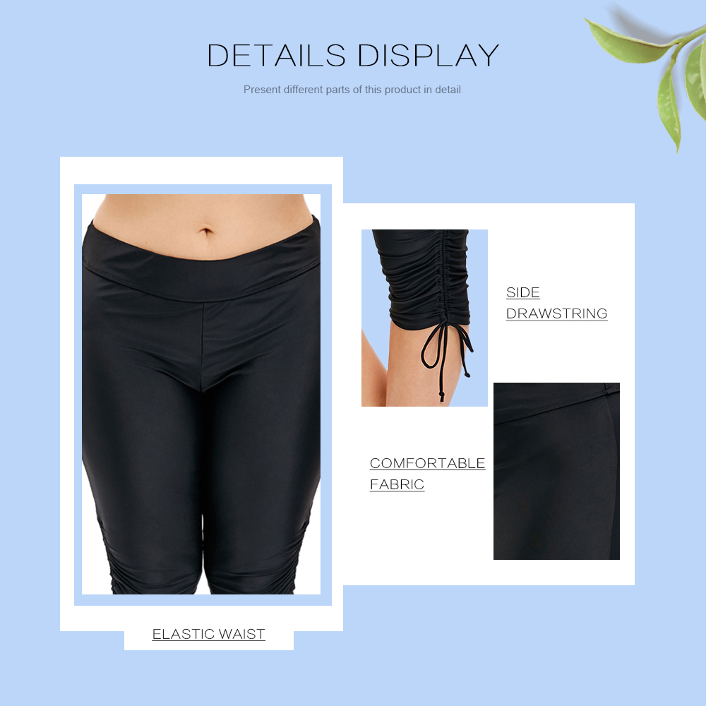 Plus Size Side Drawstring Knee Length Swim Pants