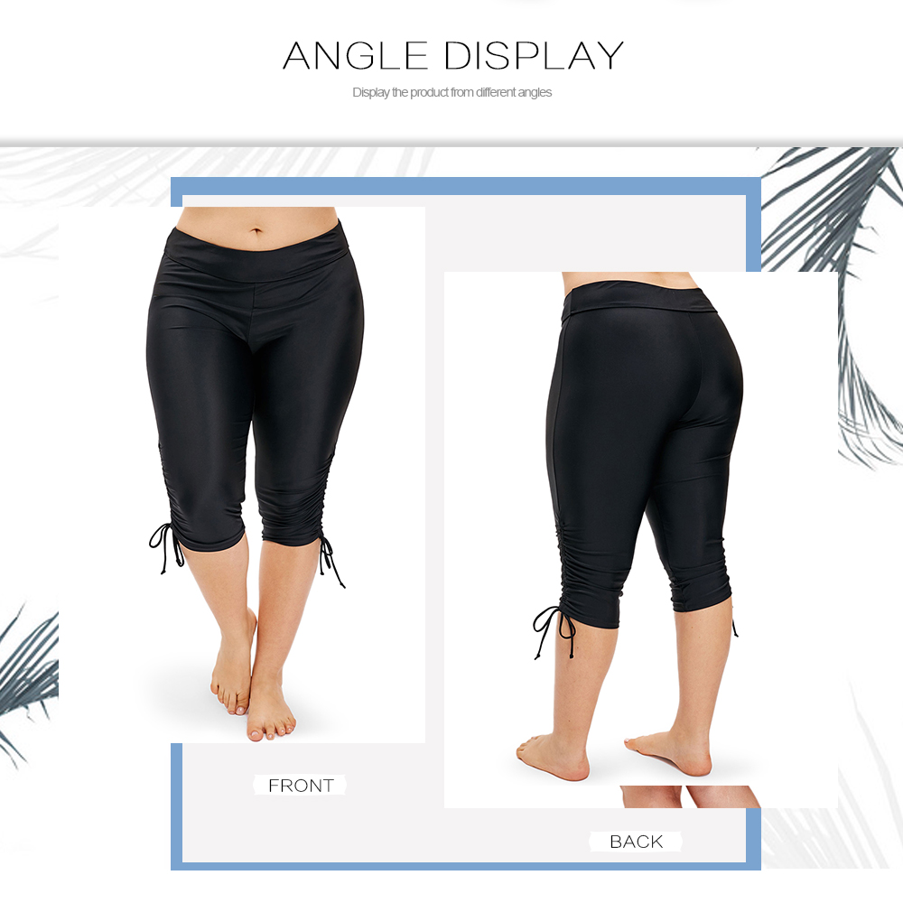 Plus Size Side Drawstring Knee Length Swim Pants