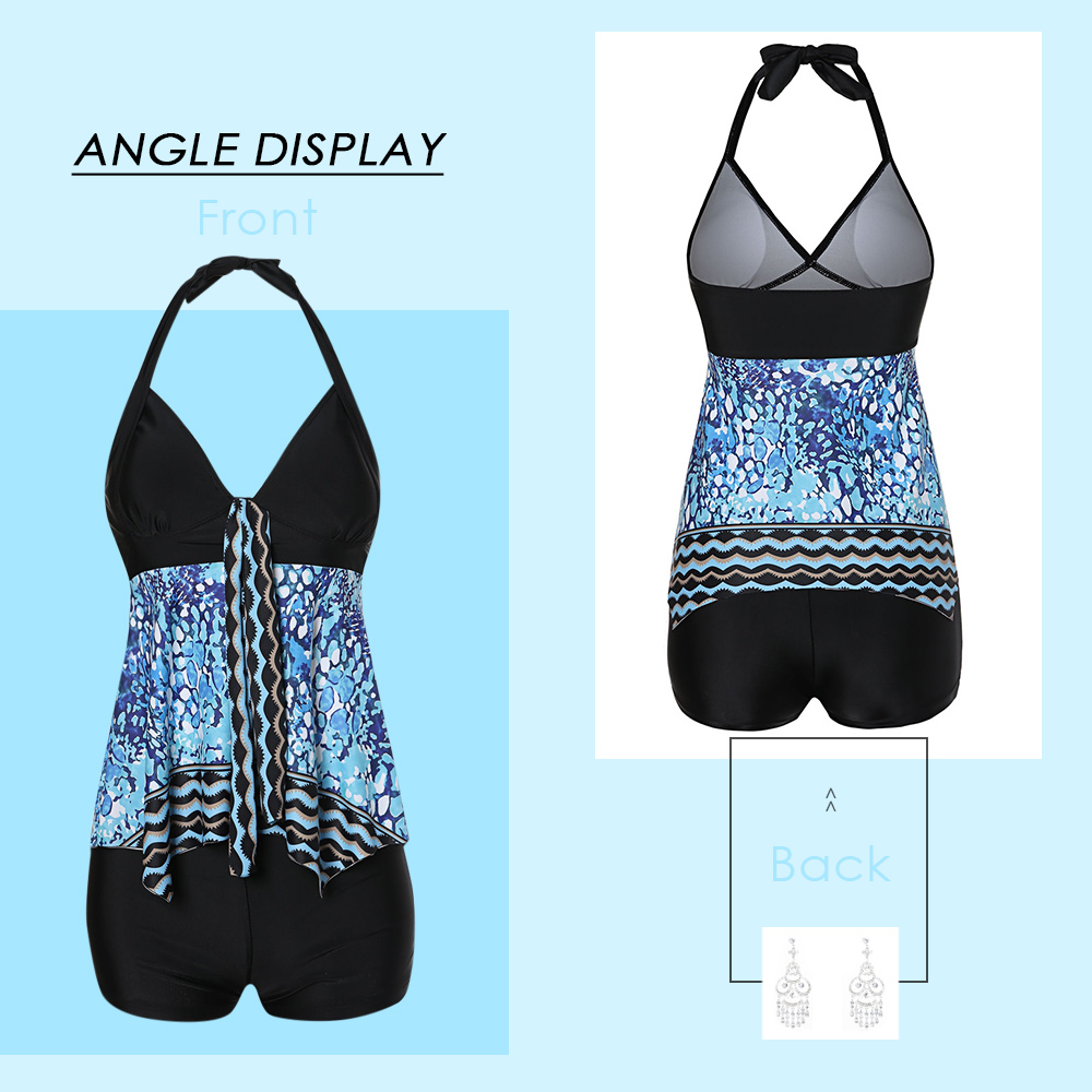 Printed Backless Tankini Set