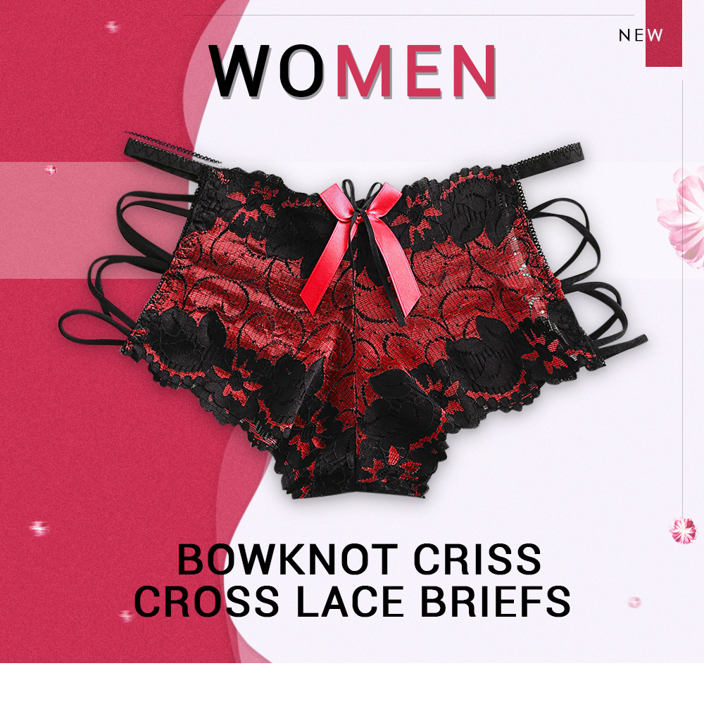 Bowknot Criss Cross Lace Briefs