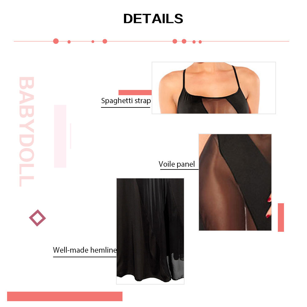 Voile Panel See Through T Back Night Dress