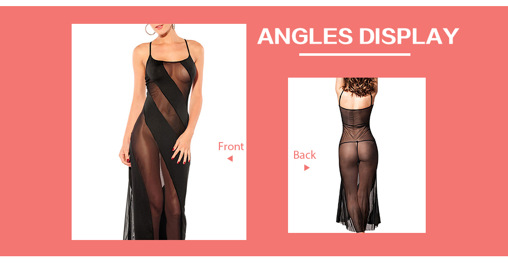 Voile Panel See Through T Back Night Dress