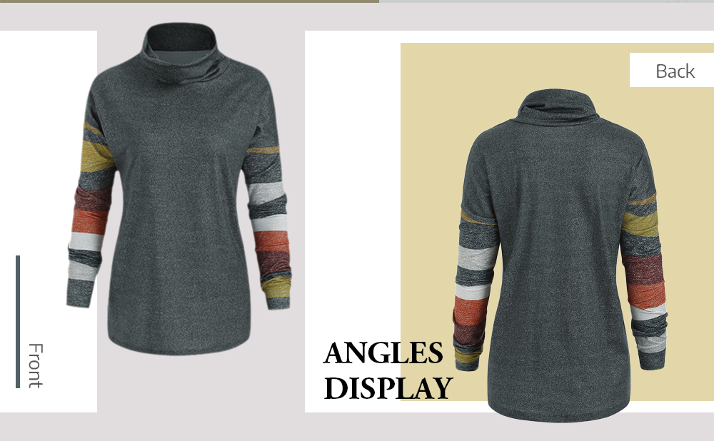Striped Turtle Neck Long Sleeve Top
