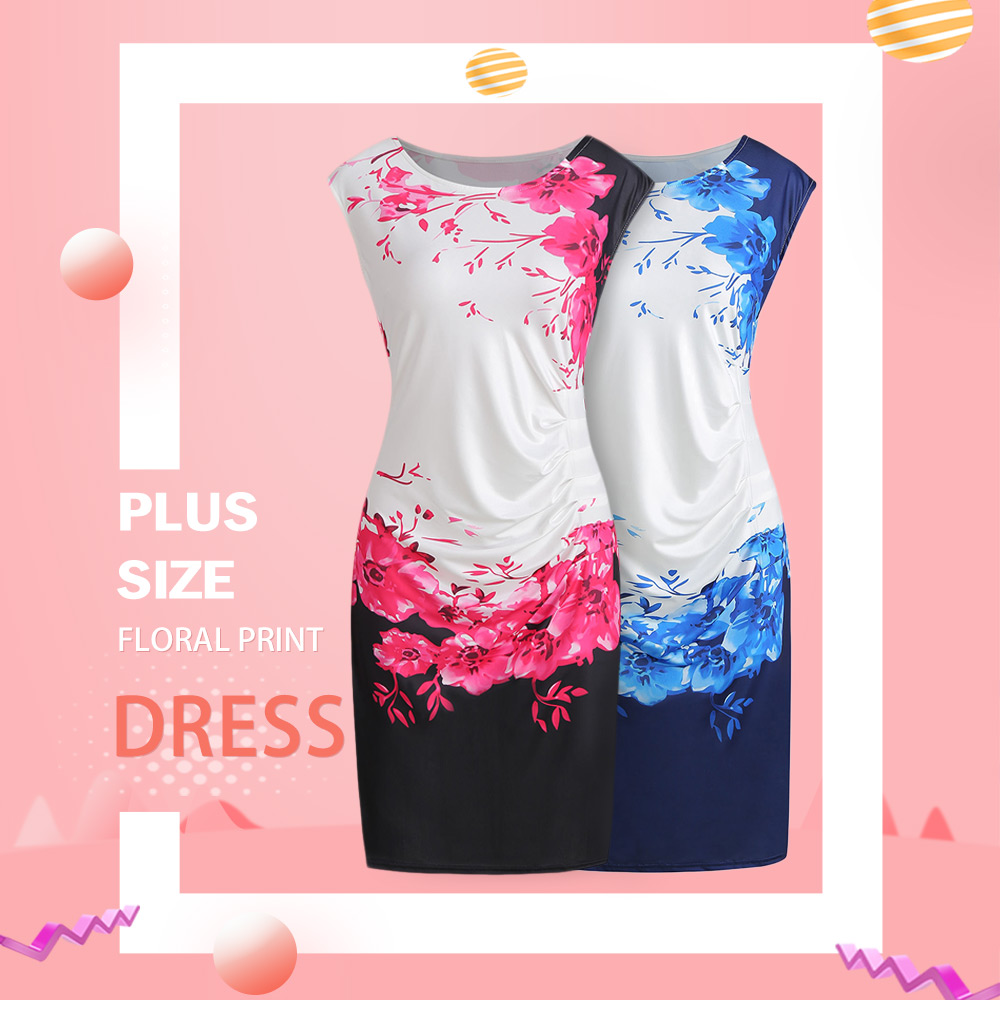 Bodycon Plus Size Floral Print Dress