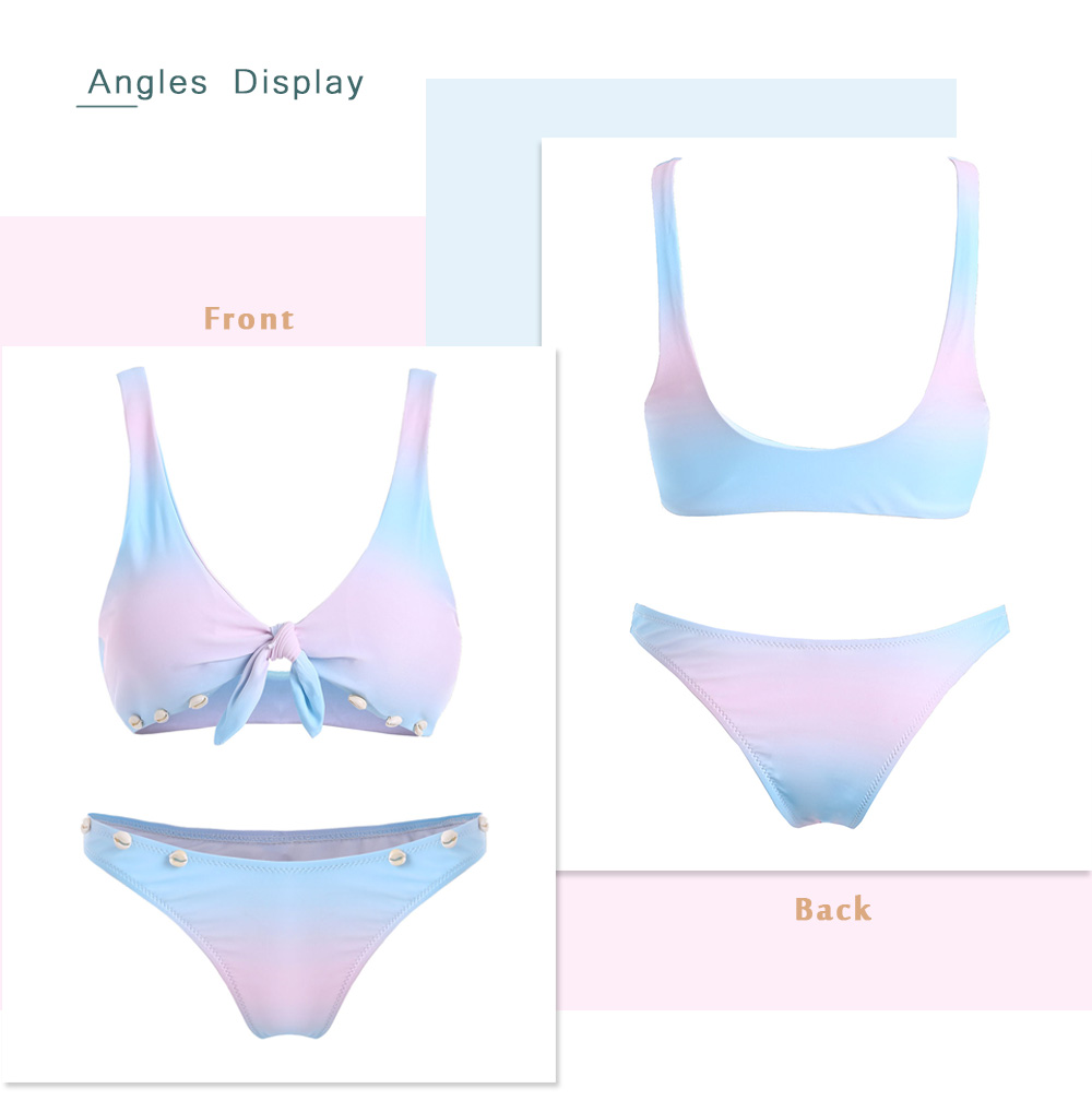 Plunge Ombre Color Shell Bikini Set