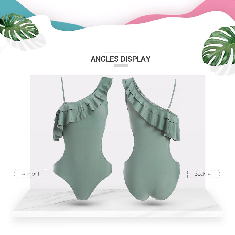 Flounce Trim Side Cut Out Swimwear