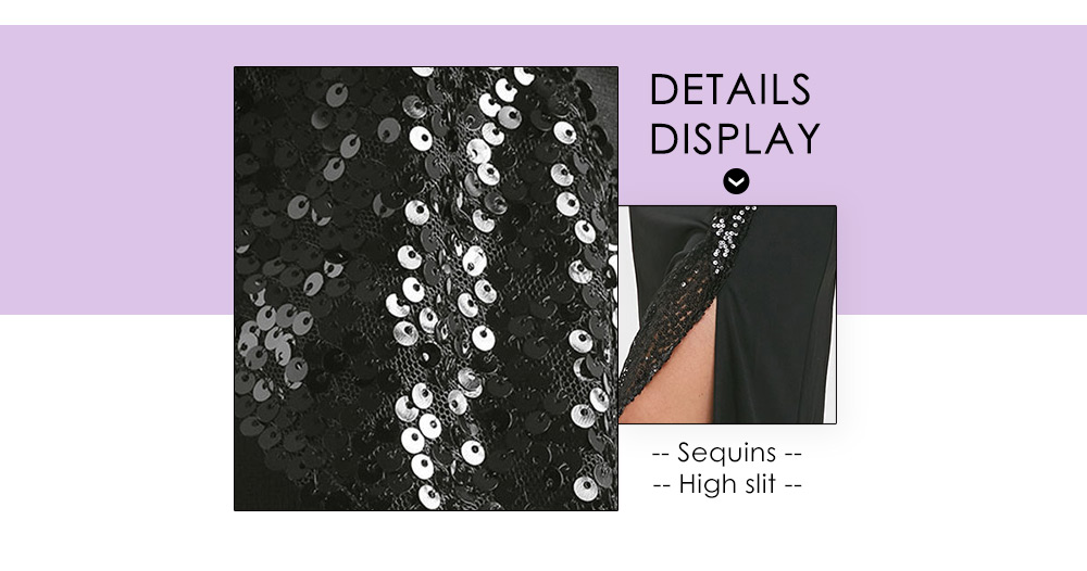 Sequin High Slit Sheath Dress