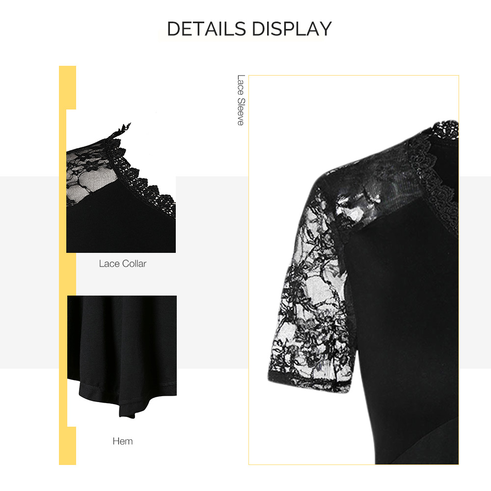 Plus Size See Thru Lace Panel T Shirt