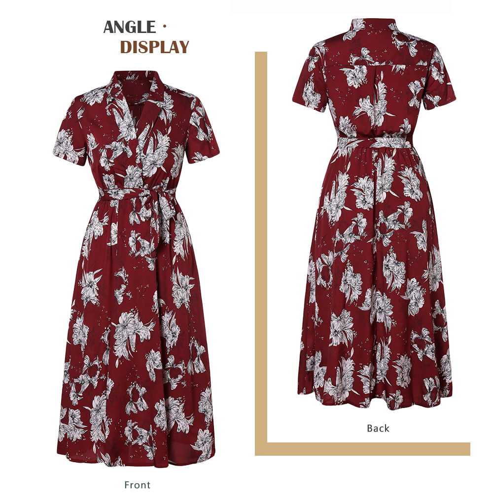 Short Sleeve Floral Print Plus Size Maxi Dress