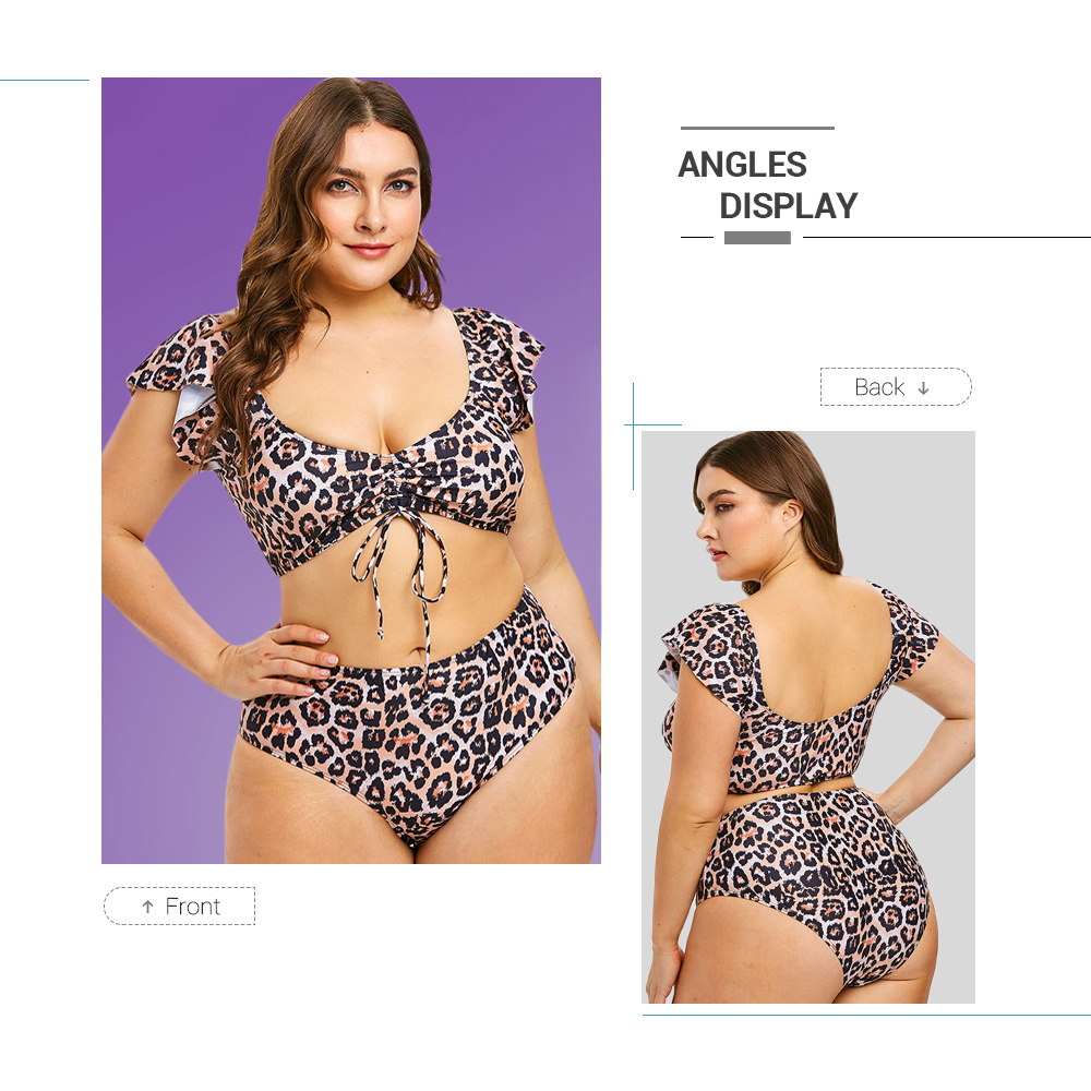 Plunge Plus Size Leopard Bikini Set