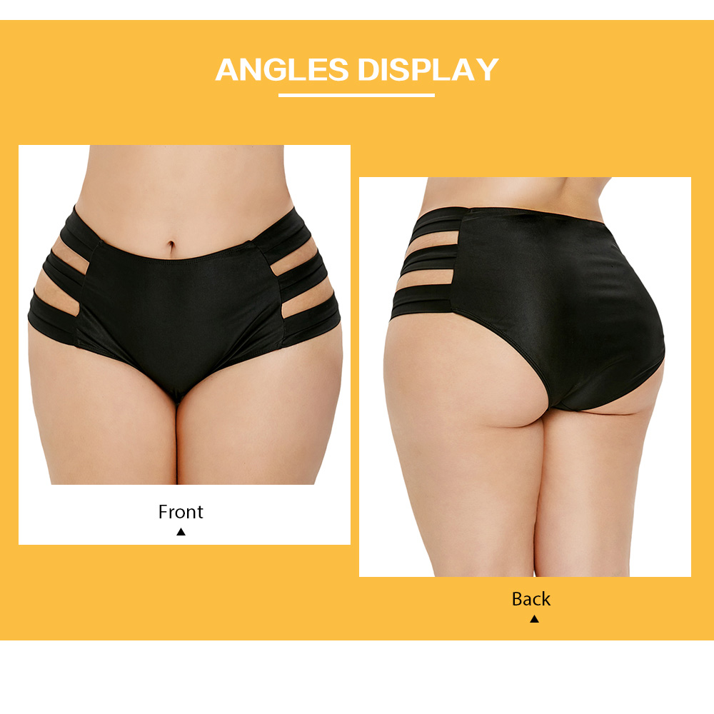 Plus Size Ladder Cut Out High Waist Swim Briefs