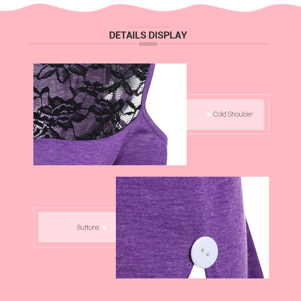 Plus Size Cold Shoulder Front Slit Button T Shirt