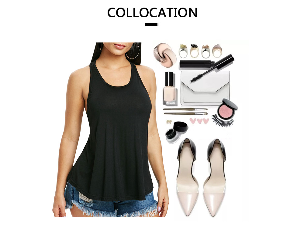 Cut Out U Neck Plain Tank Top