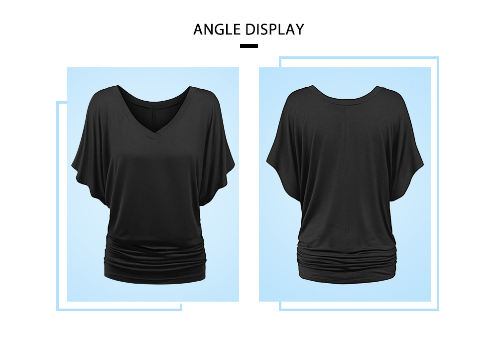 Batwing Sleeve V Neck Ruched T-shirt