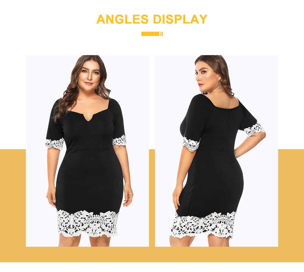 Plus Size Applique Panel Fitted Dress