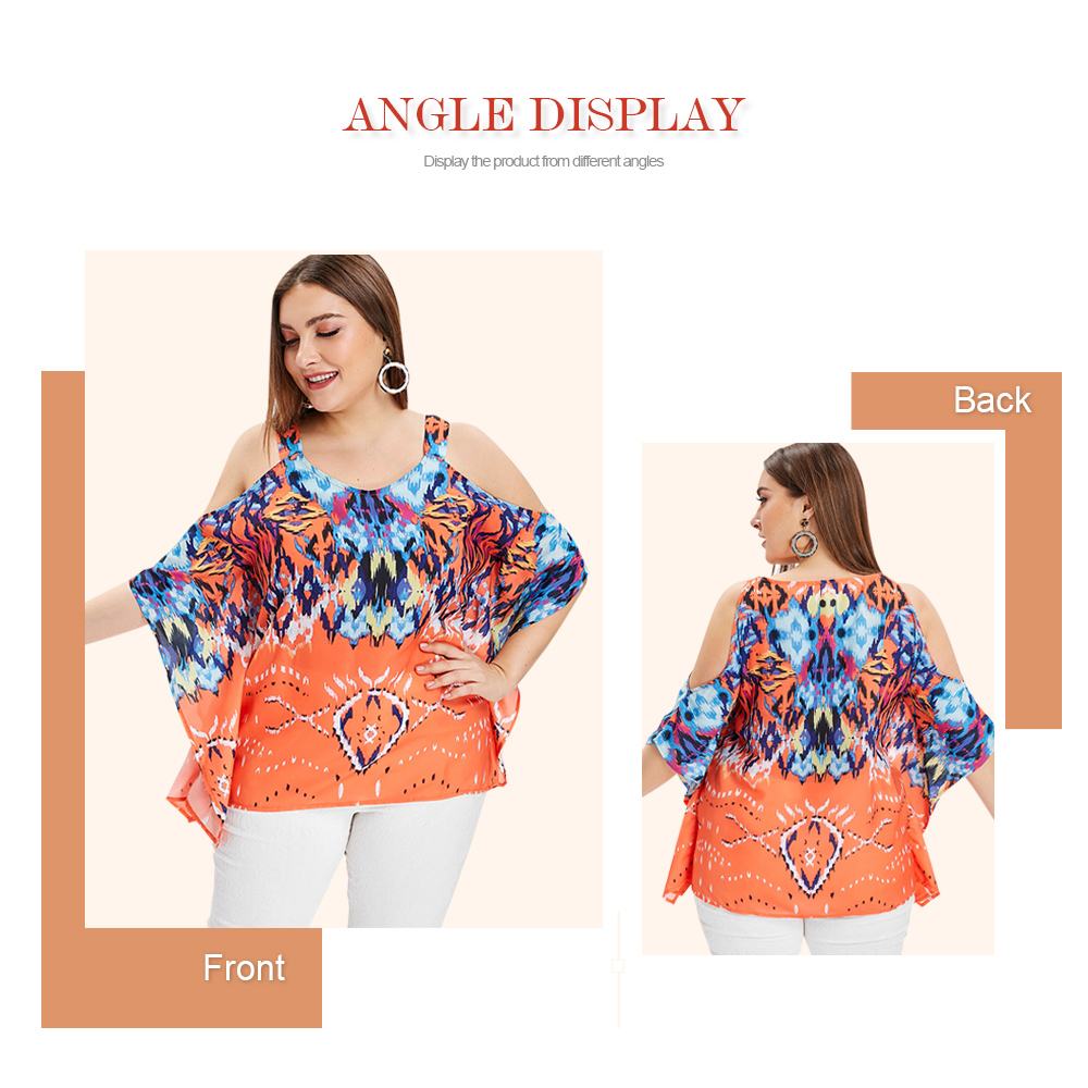 Printed Batwing Sleeve Plus Size Top