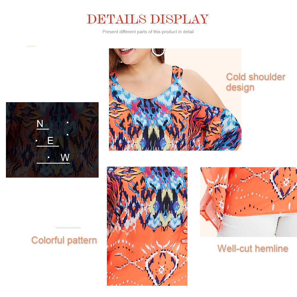 Printed Batwing Sleeve Plus Size Top