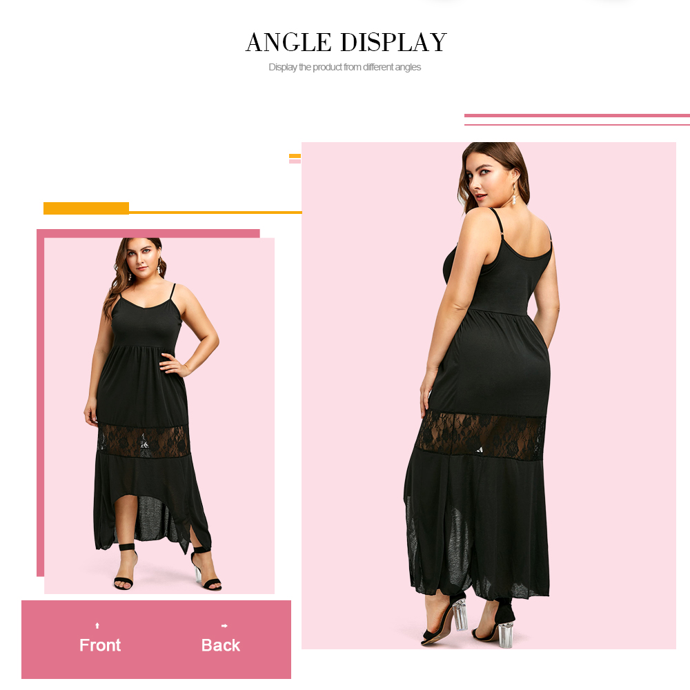 Plus Size Lace Panel Maxi Cami Dress