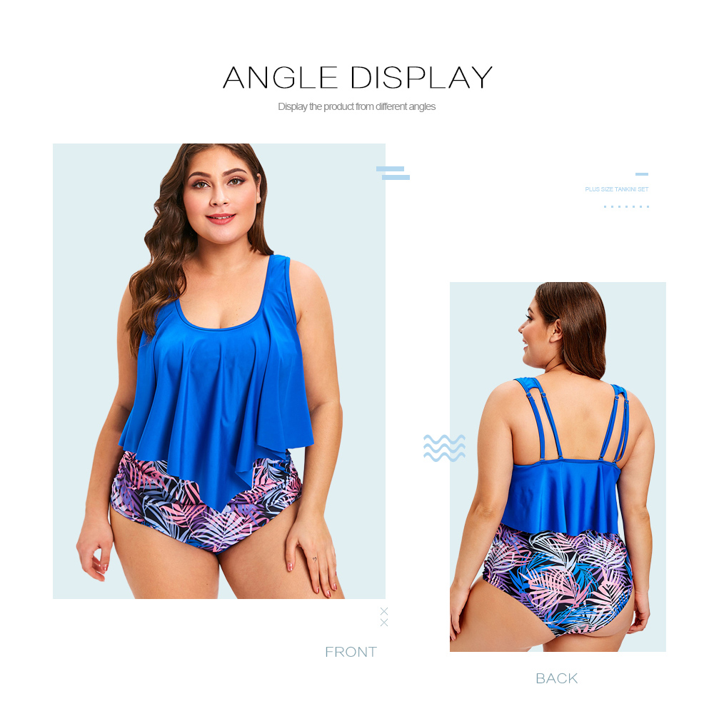 Plus Size Padded Printed Tankini Set