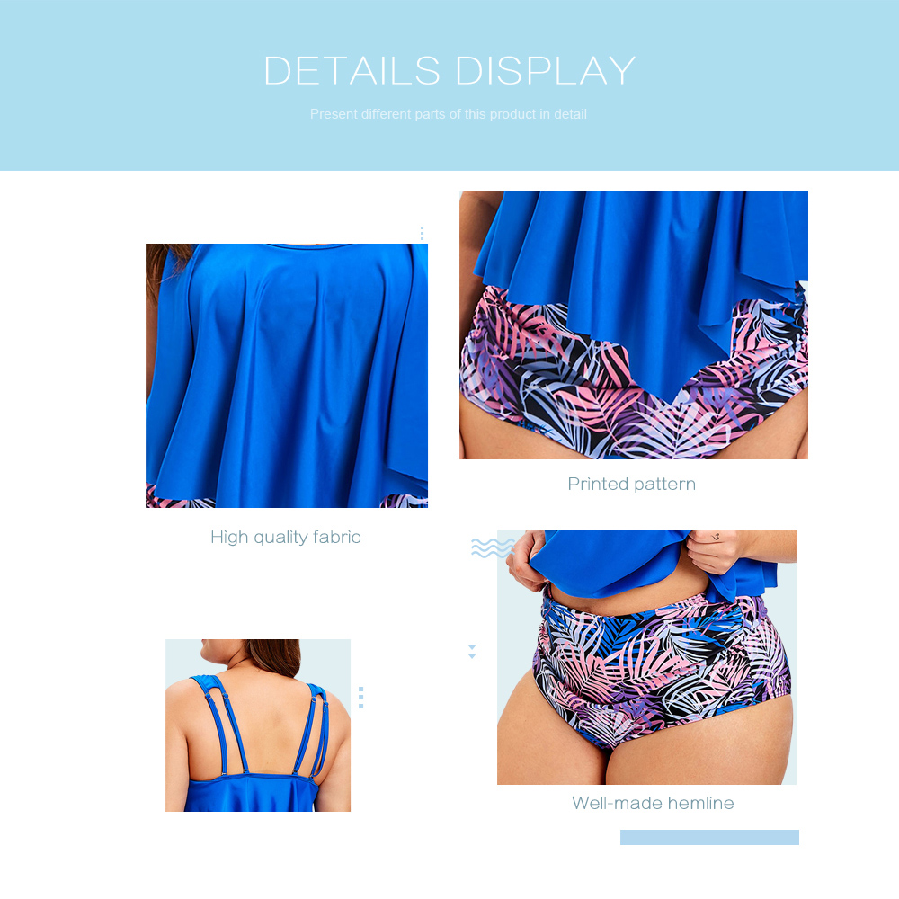 Plus Size Padded Printed Tankini Set