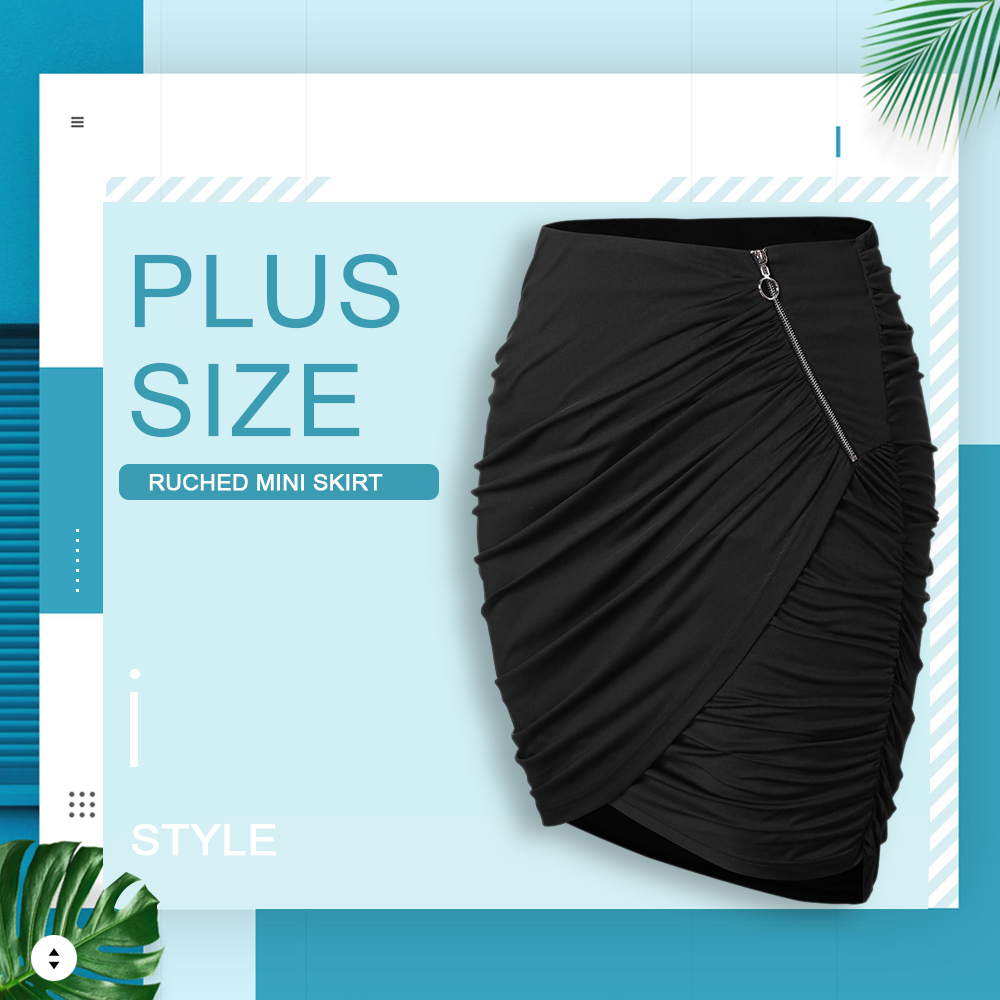 Plus Size Ruched Mini Skirt
