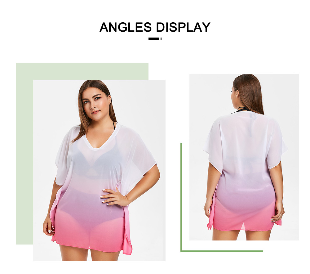 Plus Size Ombre See Through Cover Up