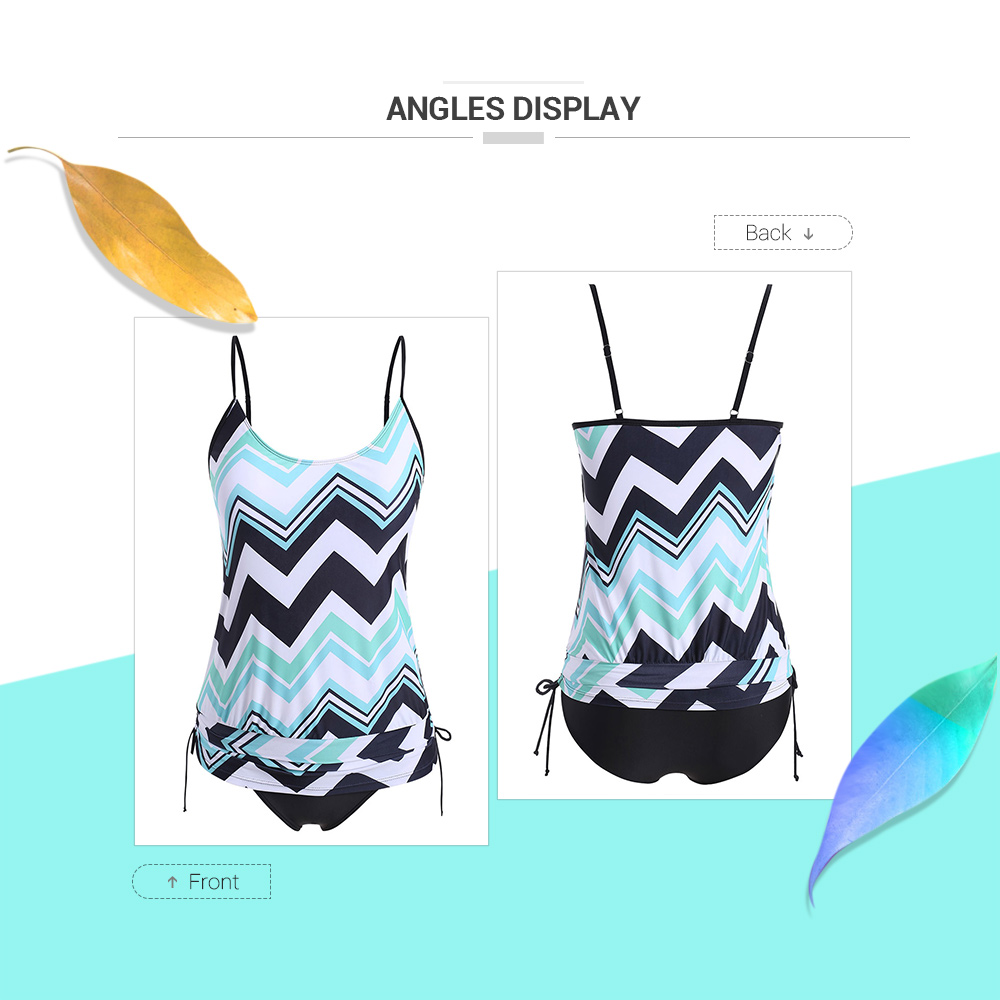 Plus Size Wave Print Tankini Set