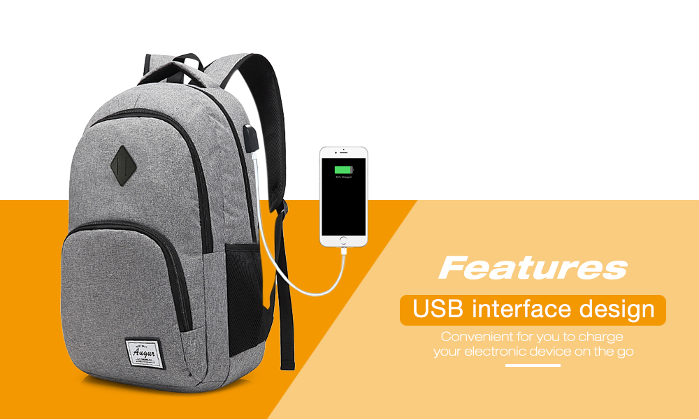 AUGUR 17 inch Laptop Backpack USB Port Travel Men Women Bag