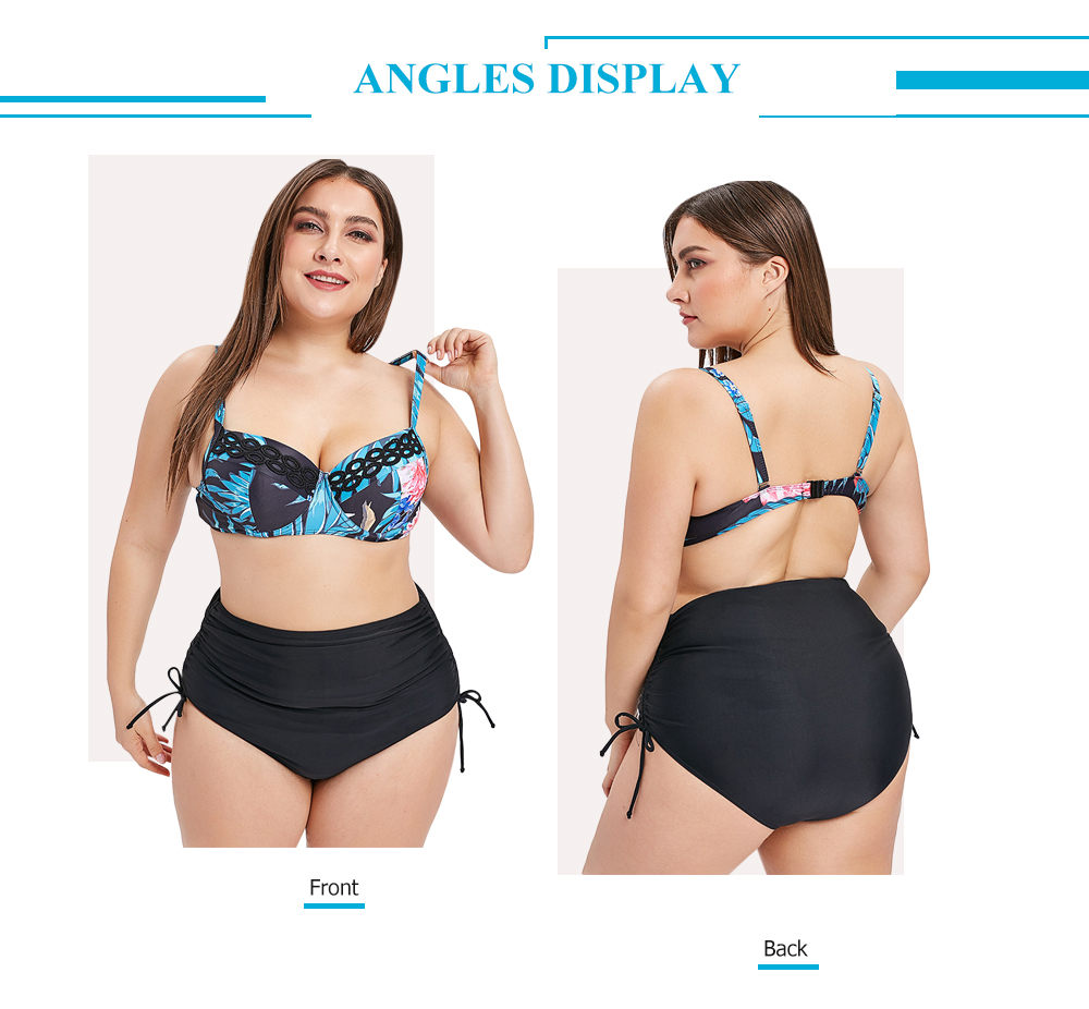 High Wait Printed Plus Size Underwire Bikini Set