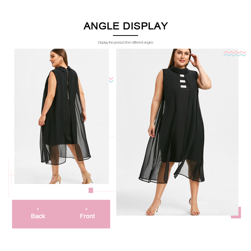 Plus Size Chiffon Overlay Irregular Dress