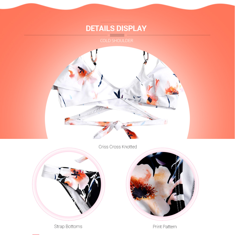 Floral Print Cami Wrap Bikini Set