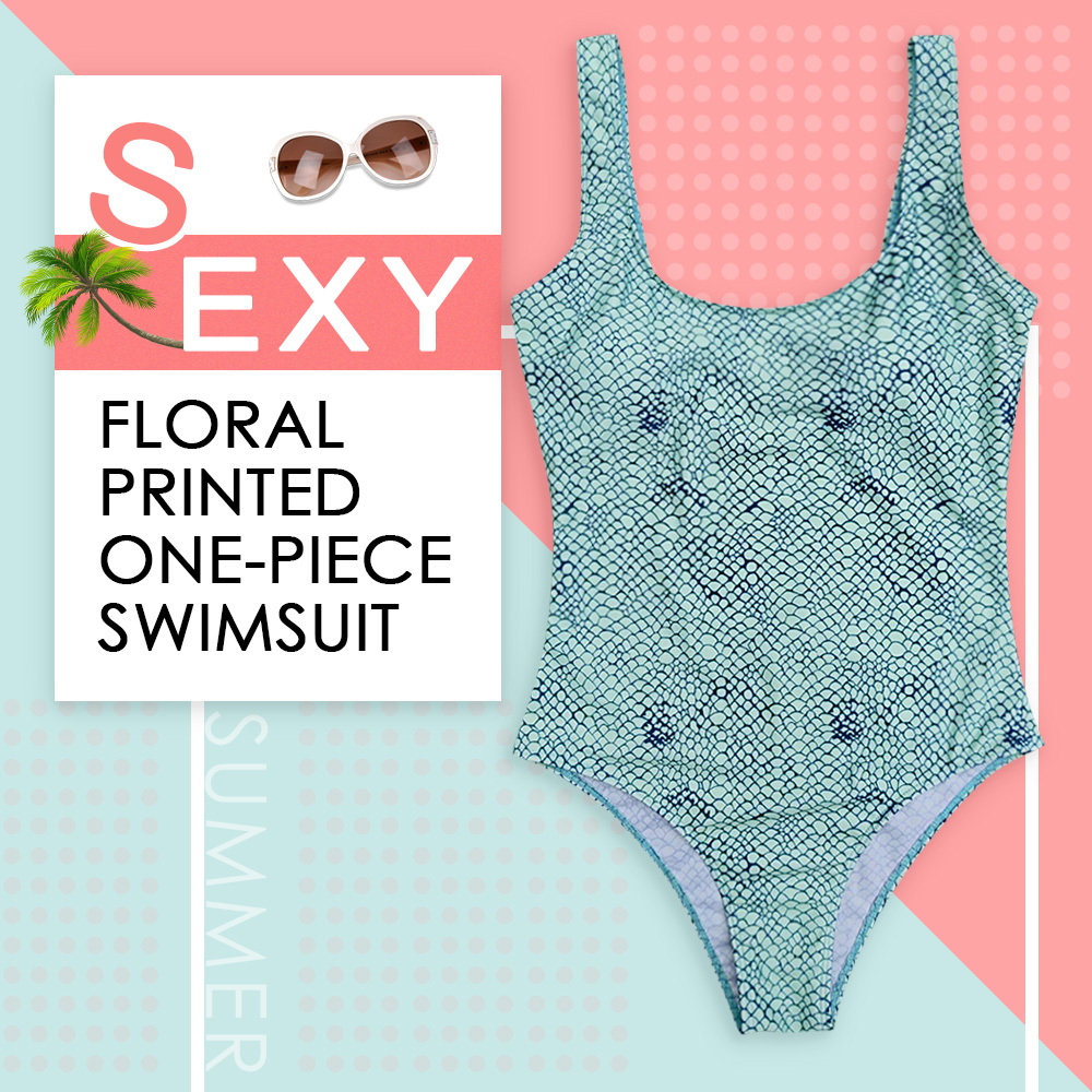 Floral Printed One-piece Sexy Casual Beach Bathing Bikini Women Swimsuit