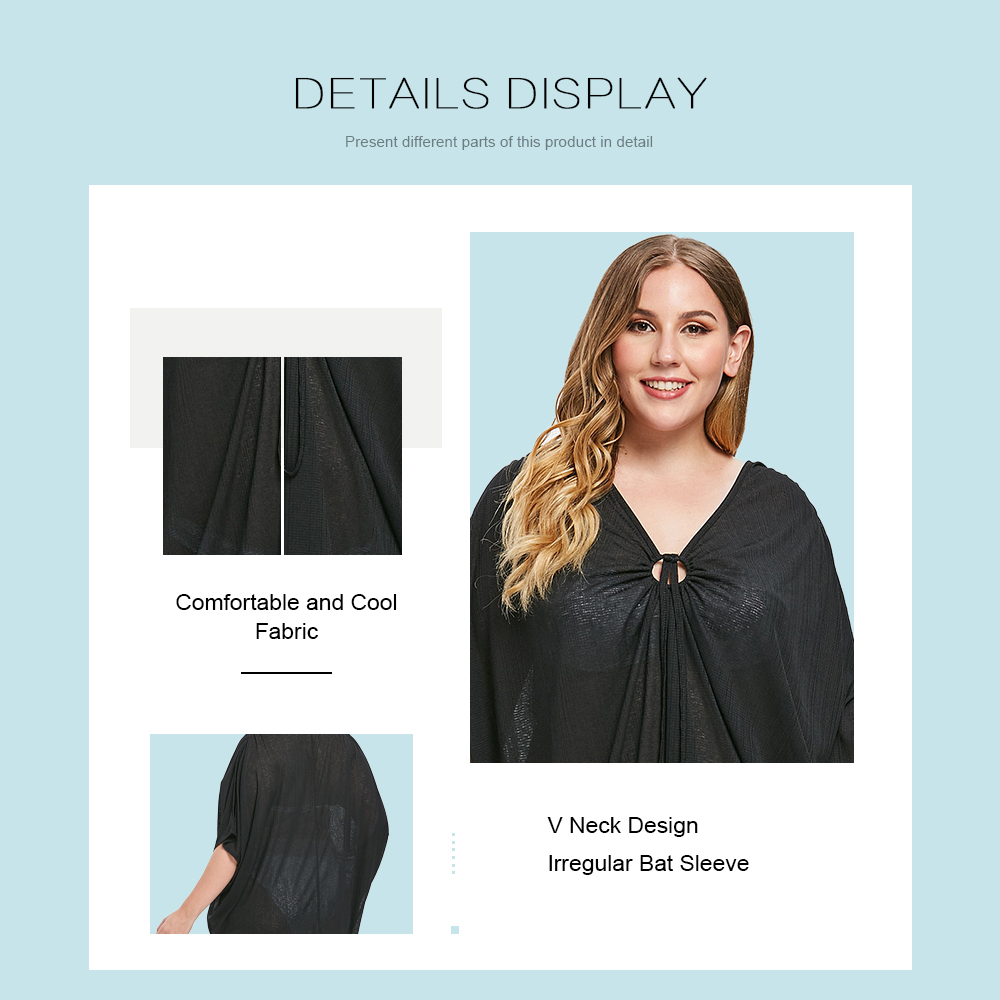 Plus Size O Ring Embellished See Through Cover Up