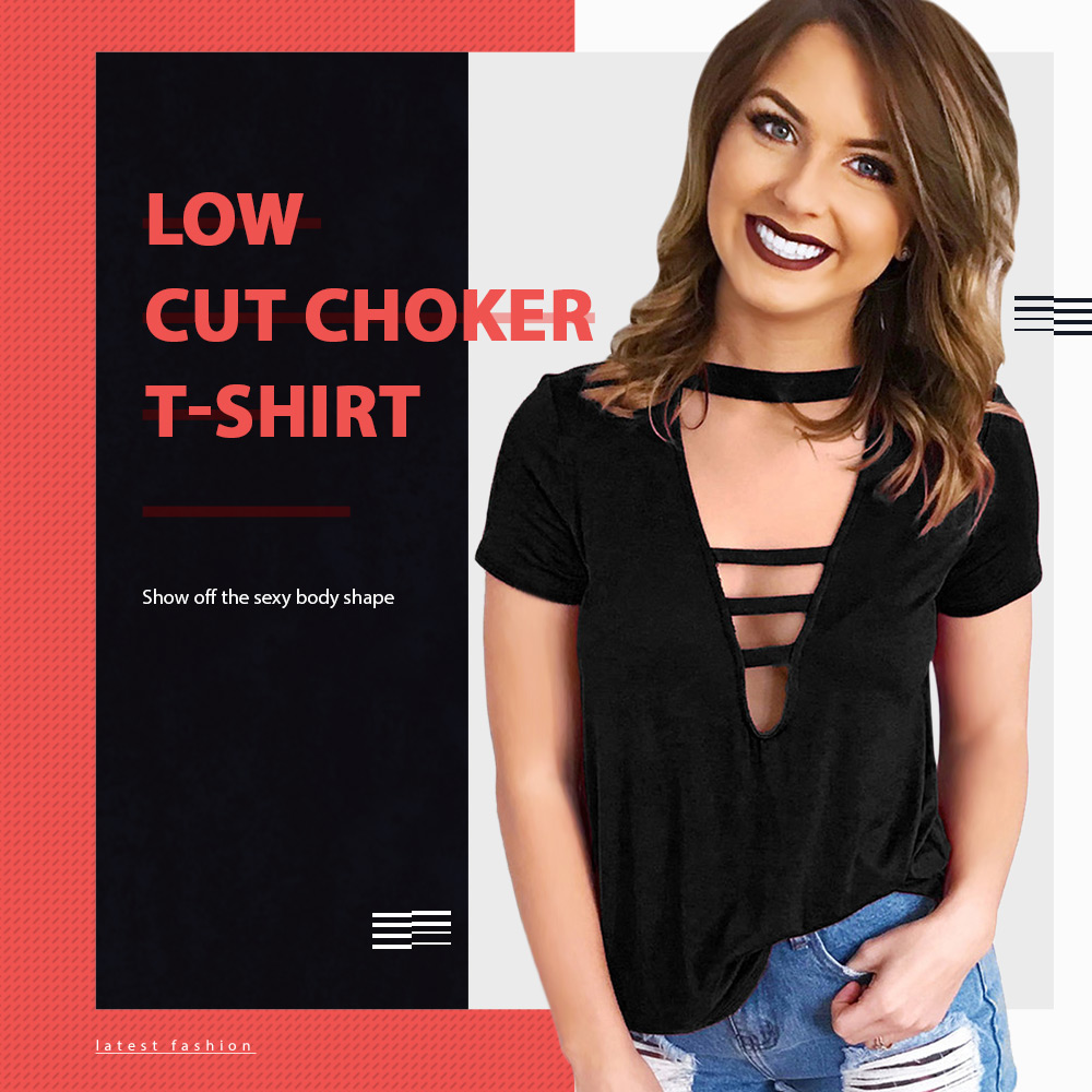 Low Cut Choker T-shirt