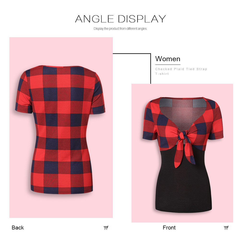 Checked Panel Twist T Shirt