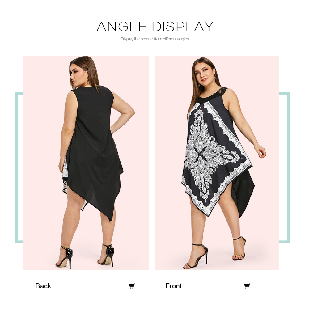 Plus Size Printed Asymmetrical Tunic Dress