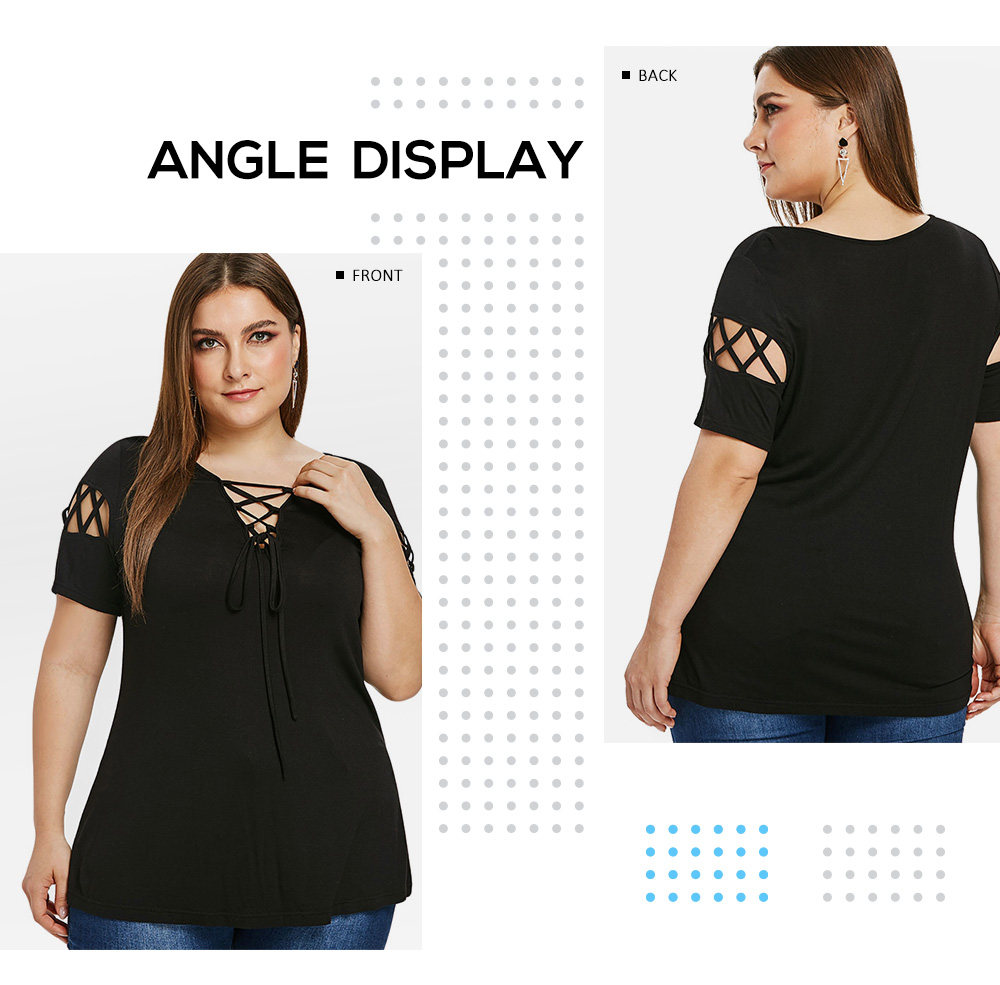 Plus Size Lace Up Criss Cross T-shirt