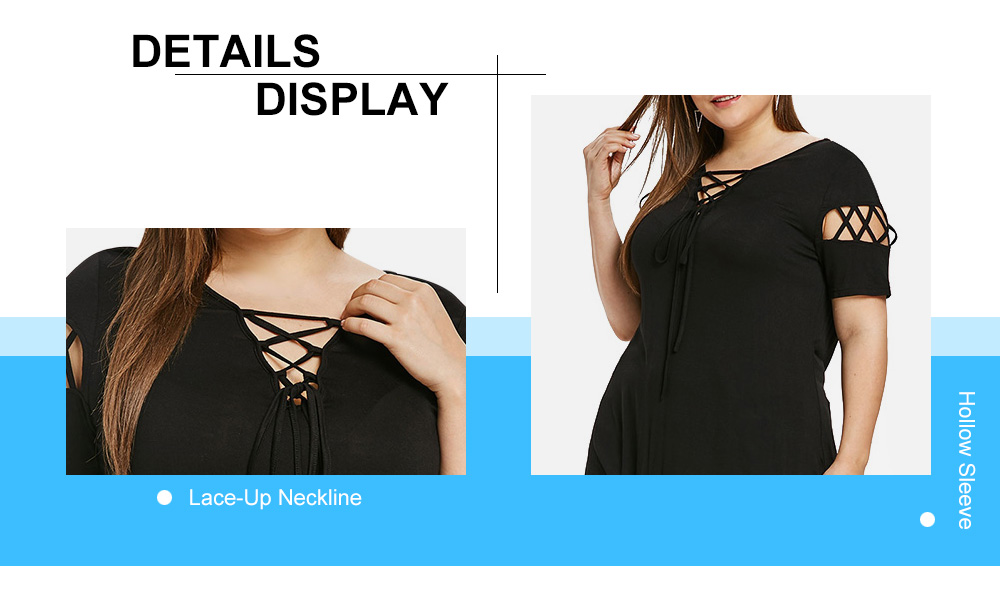 Plus Size Lace Up Criss Cross T-shirt