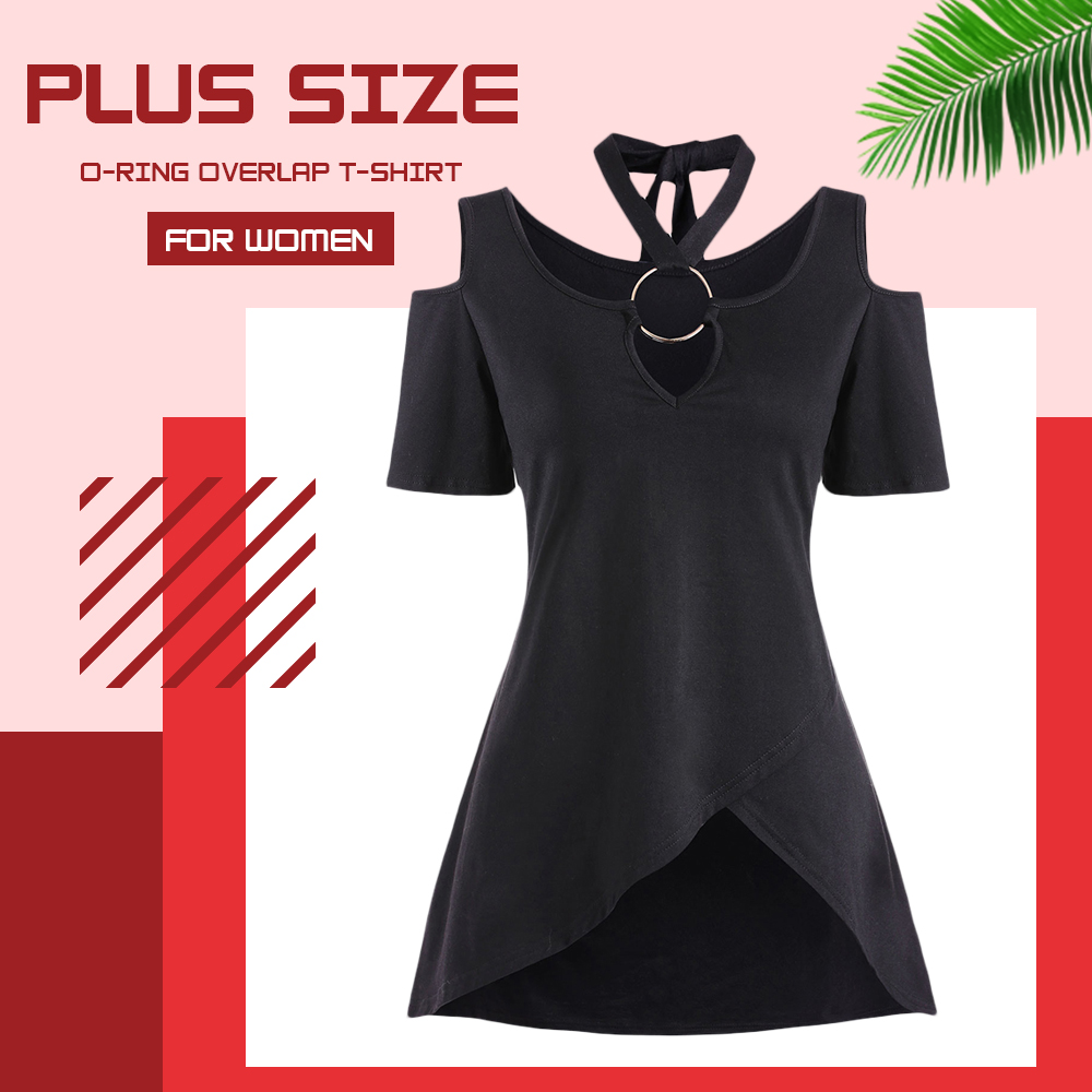 Plus Size O Ring Overlap T-shirt