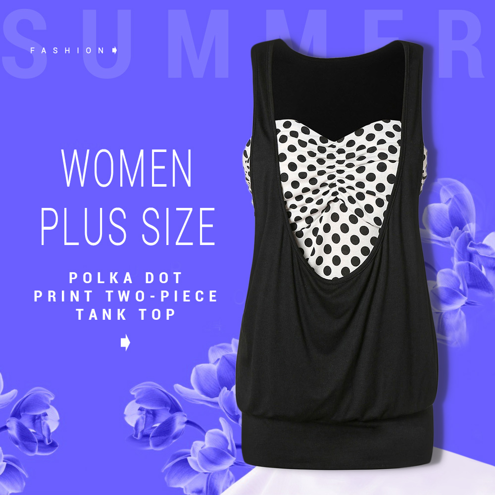 Plus Size Printed Two-piece Tank Top