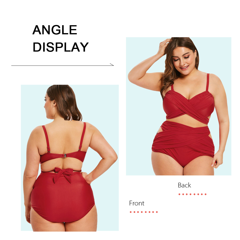 Criss Cross Plus Size Spaghetti Straps Bikini Set