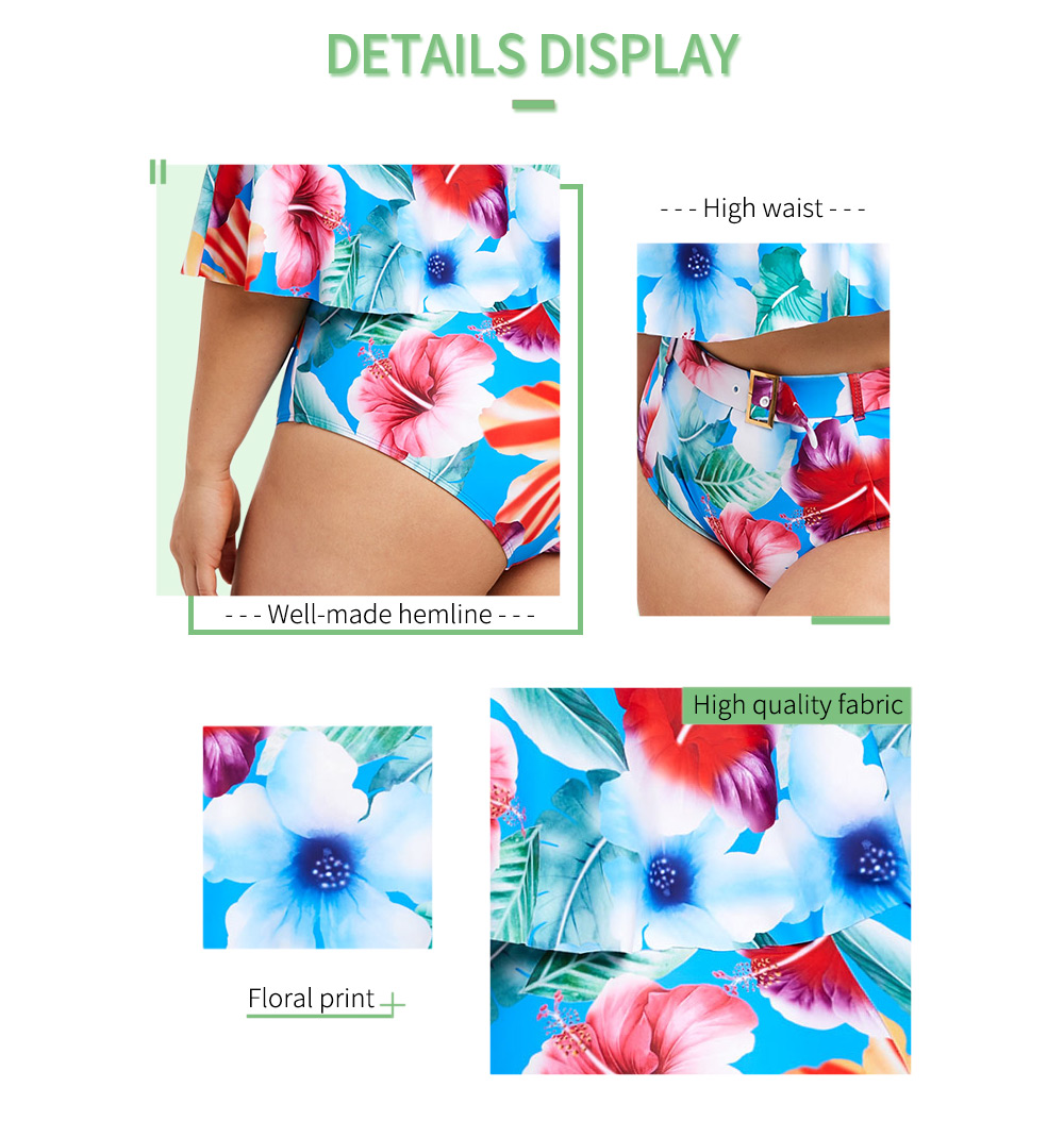 Plus Size Off The Shoulder Floral Print Bikini Set