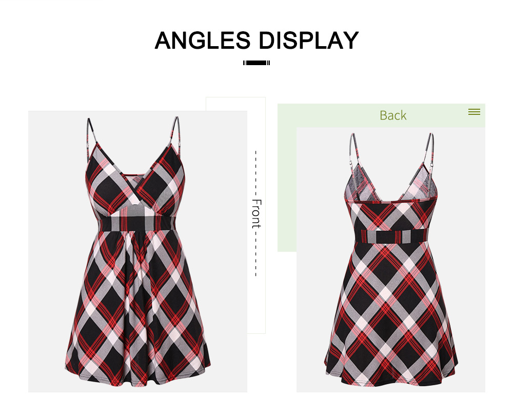 Plus Size Spaghetti Stap Checked Tank Top