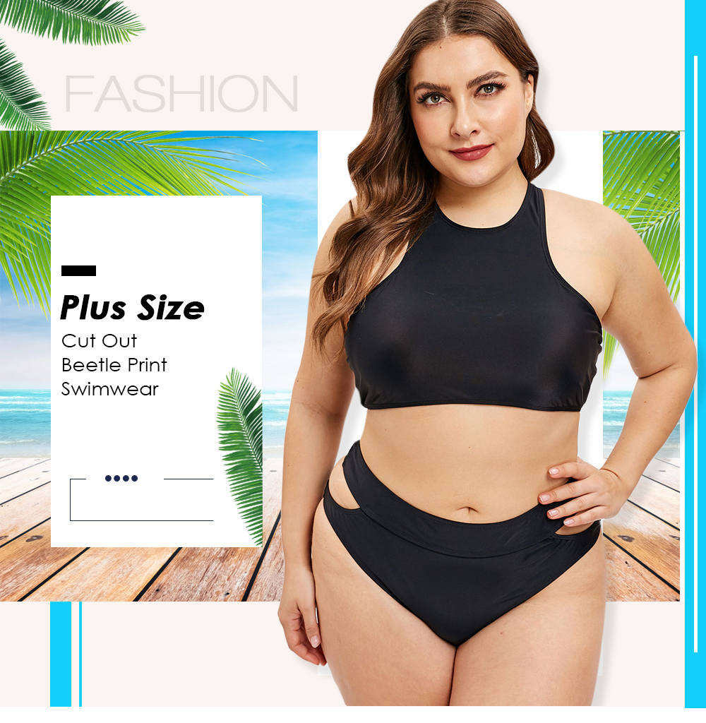 Plus Size Cut Out Racerback Bikini Set