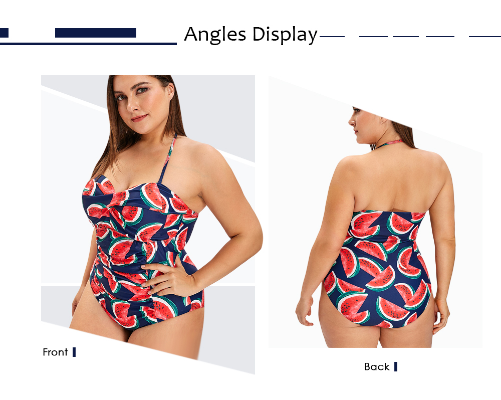 Plus Size Watermelon Print Swimsuit