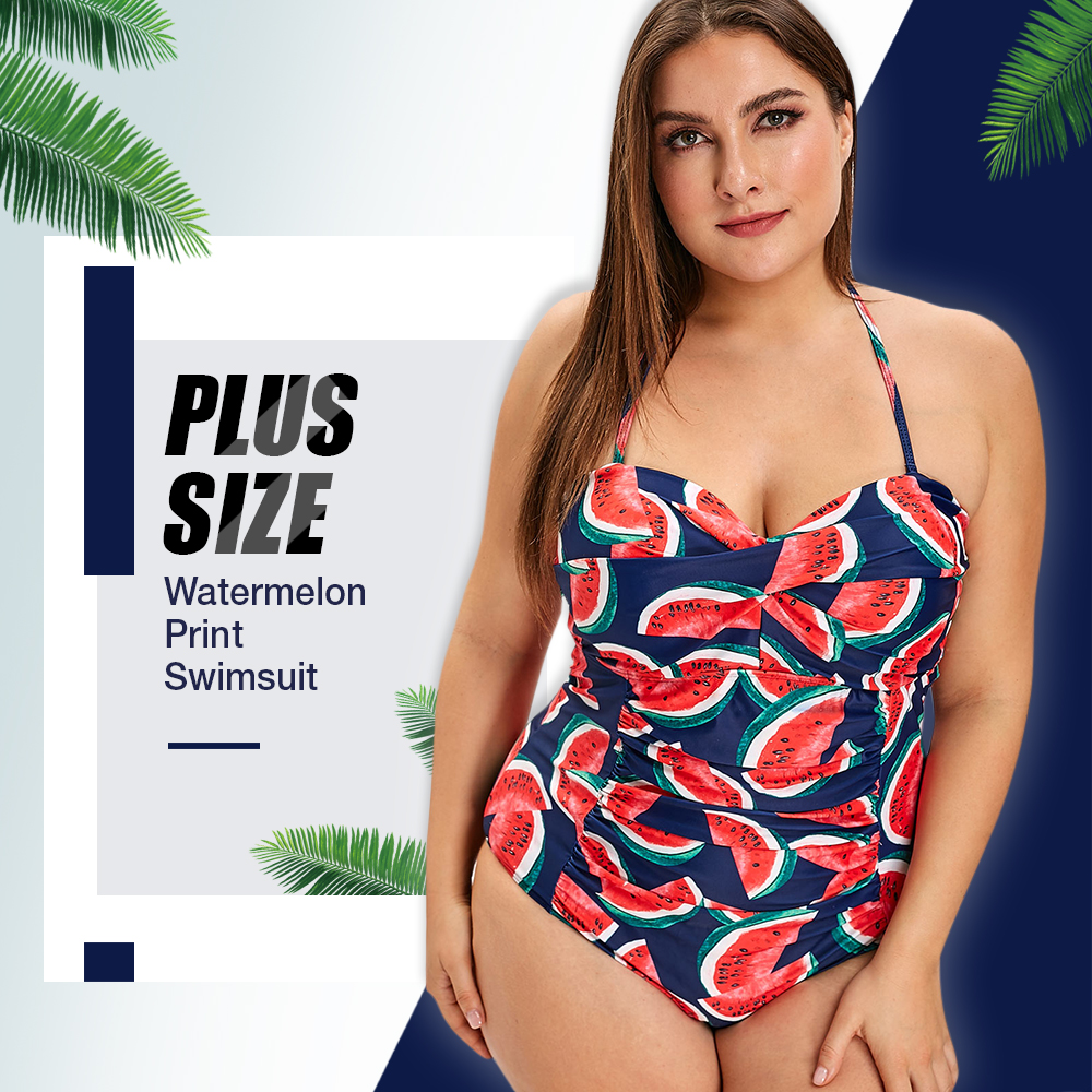 Plus Size Watermelon Print Swimsuit