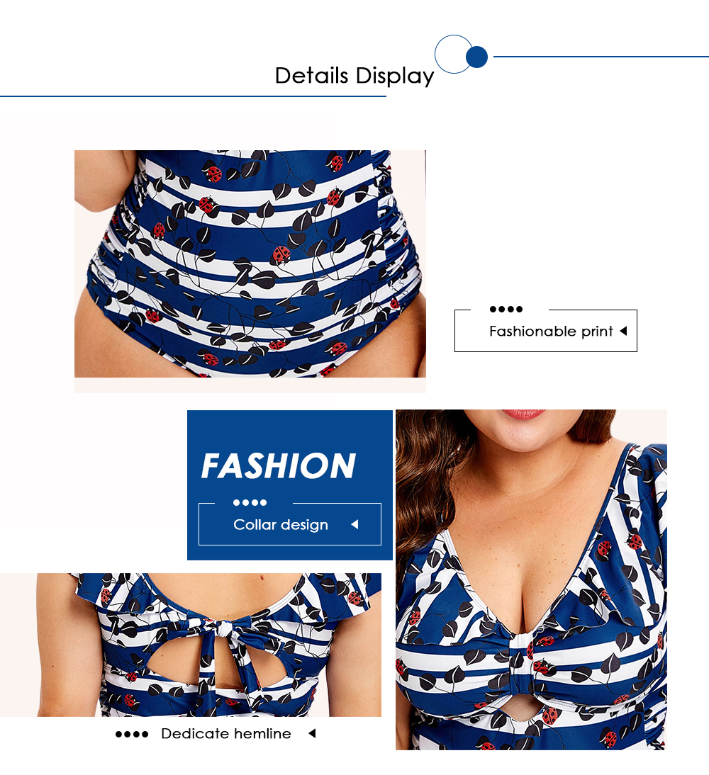 Plus Size Cut Out Beetle Print Swimwear