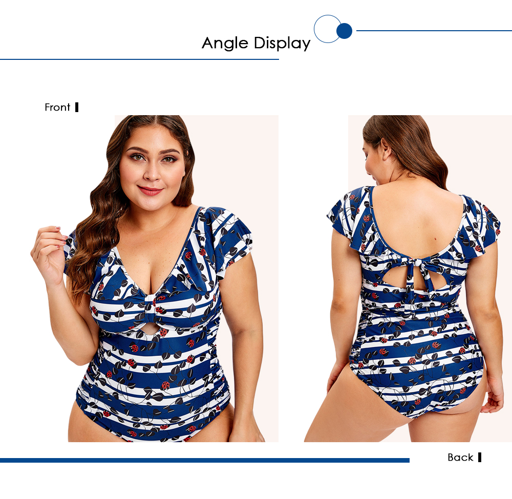 Plus Size Cut Out Beetle Print Swimwear