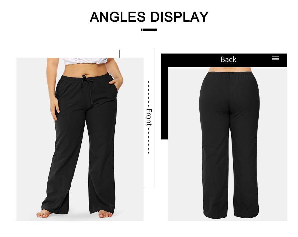 Drawstring Waist Plus Size Wide Leg Pants